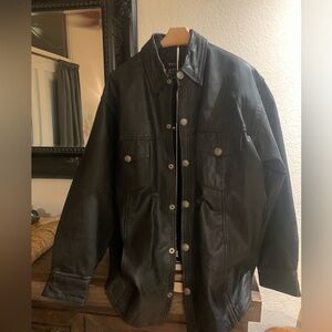 The Leather Shop Black Leather Over-shirt with Buffalo Nickel Buttons XL /XXL